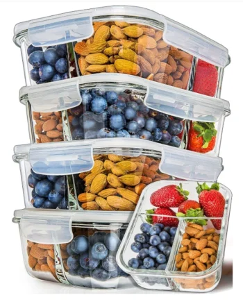 PrepNaturals 5 Pack Glass Meal Prep Containers